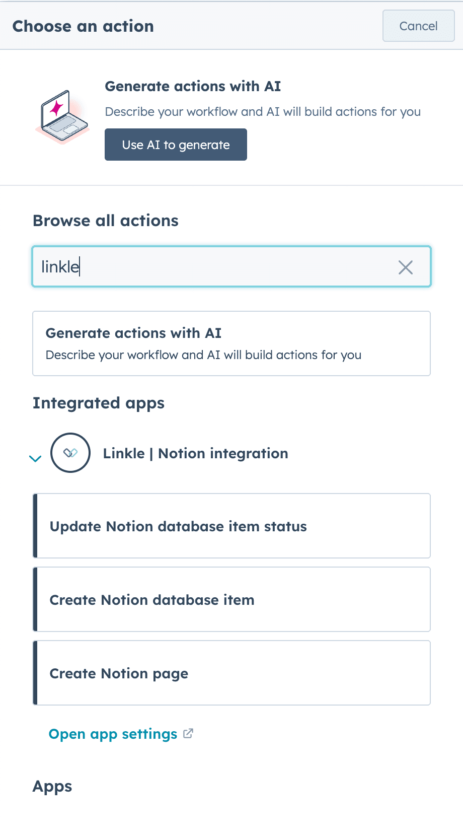 Actions in sidebar
