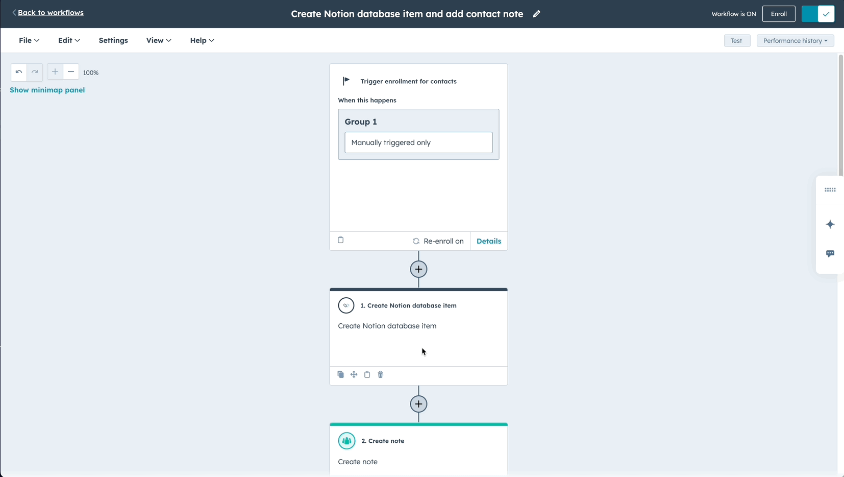 Create Notion database item workflow
