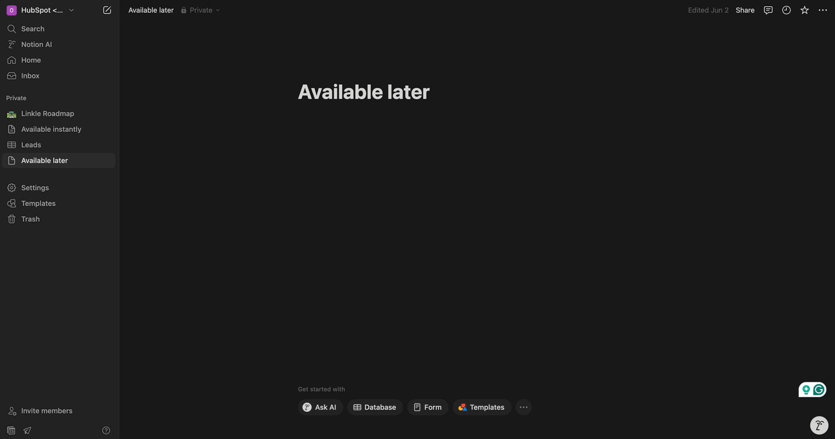 Make page visible to Linkle in Notion