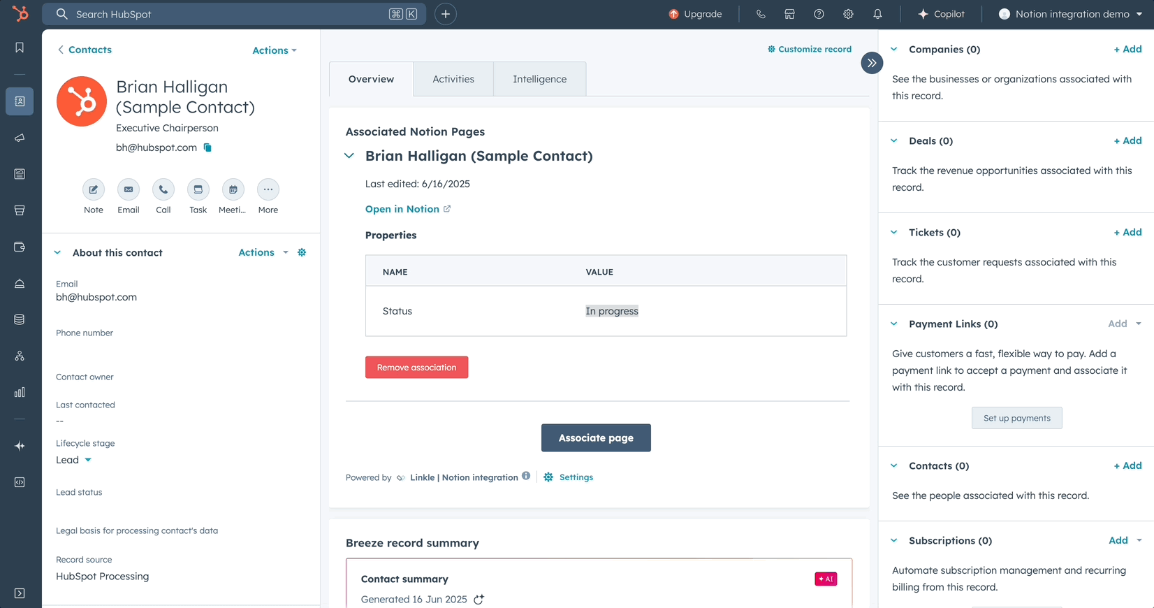Update Notion database item status workflow action